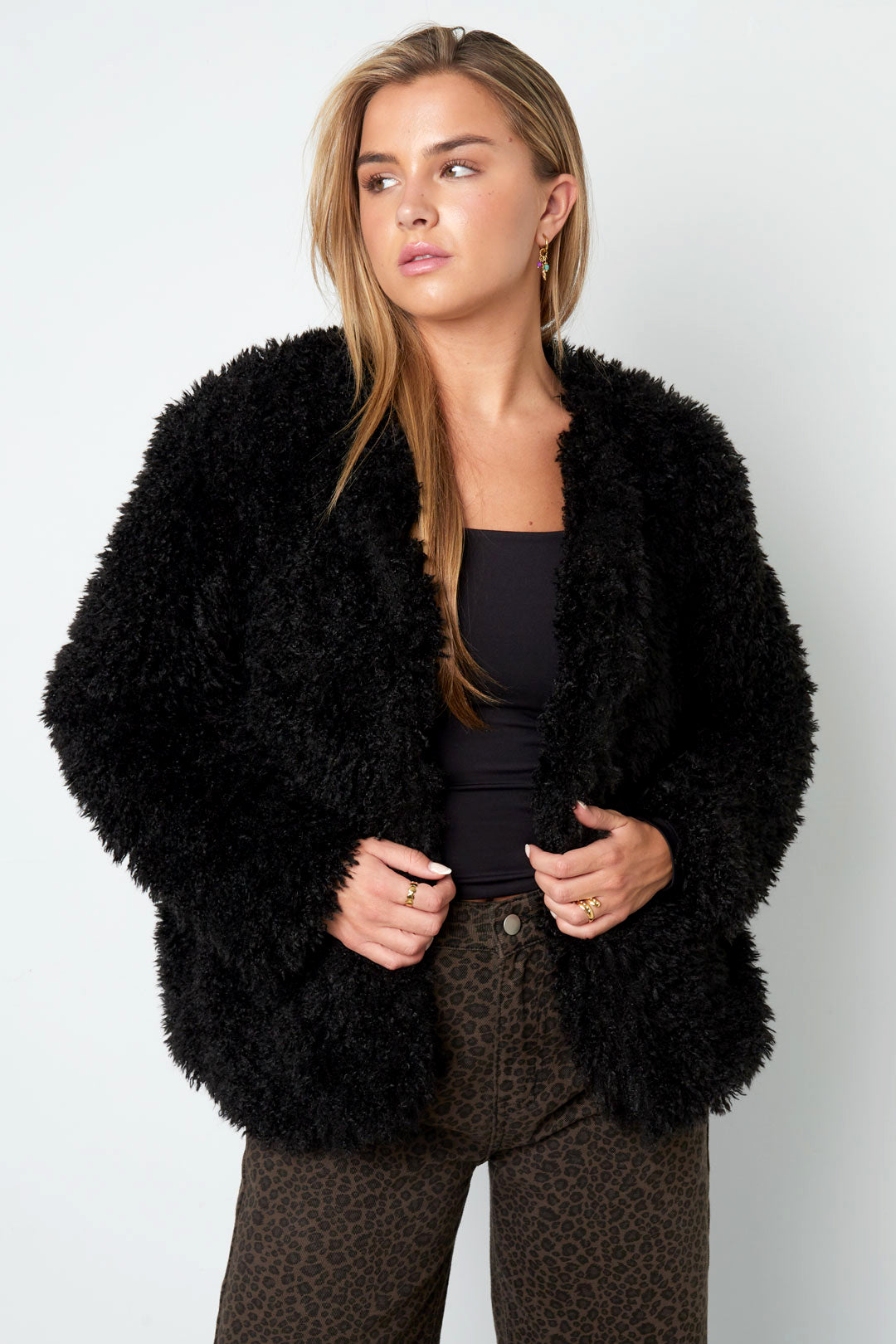 Woven Polyester Fiber Women's Jacket Elegant Solid Color Fall/Winter