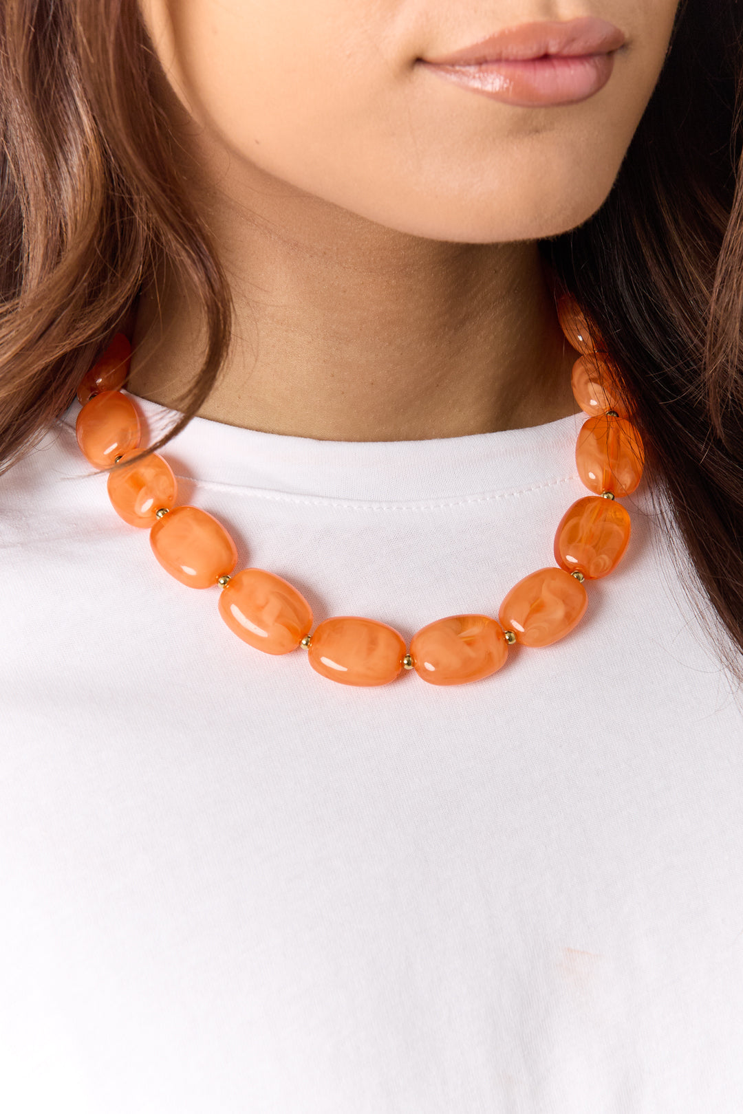 Necklace with squoval beads