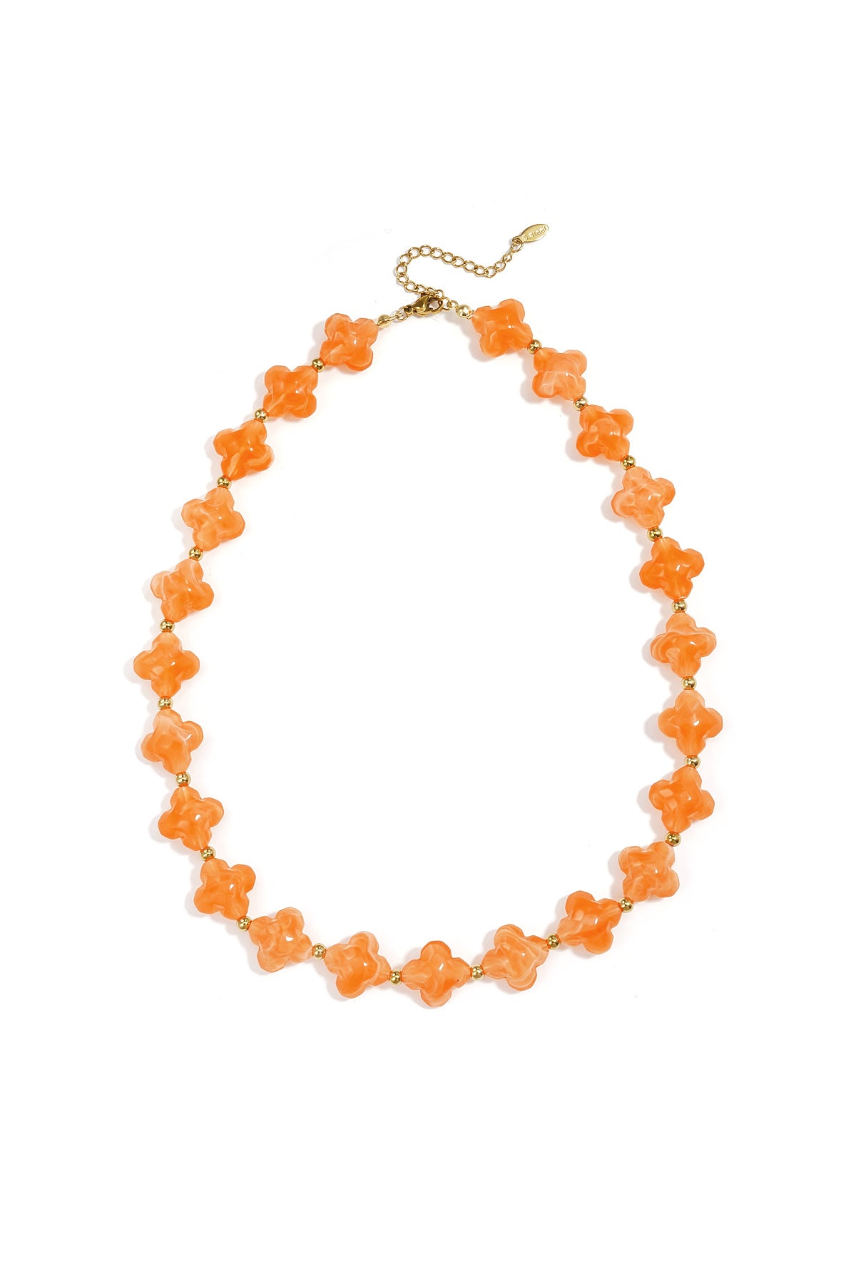 Bead necklace with clover beads