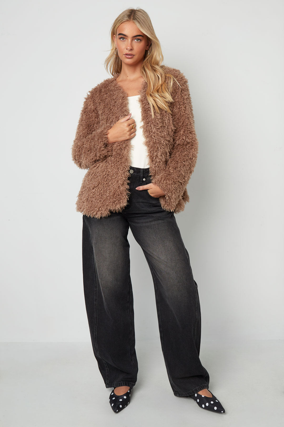 Woven Polyester Fiber Women's Jacket Elegant Solid Color Fall/Winter