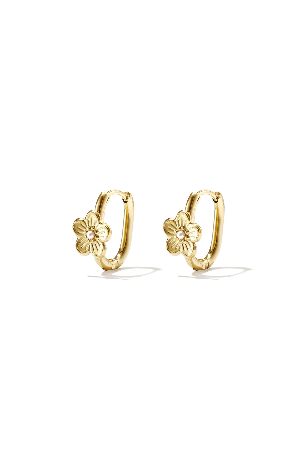Stainless Steel Hoop Earrings Flower Simple Daily Simple Series Women's jewelry