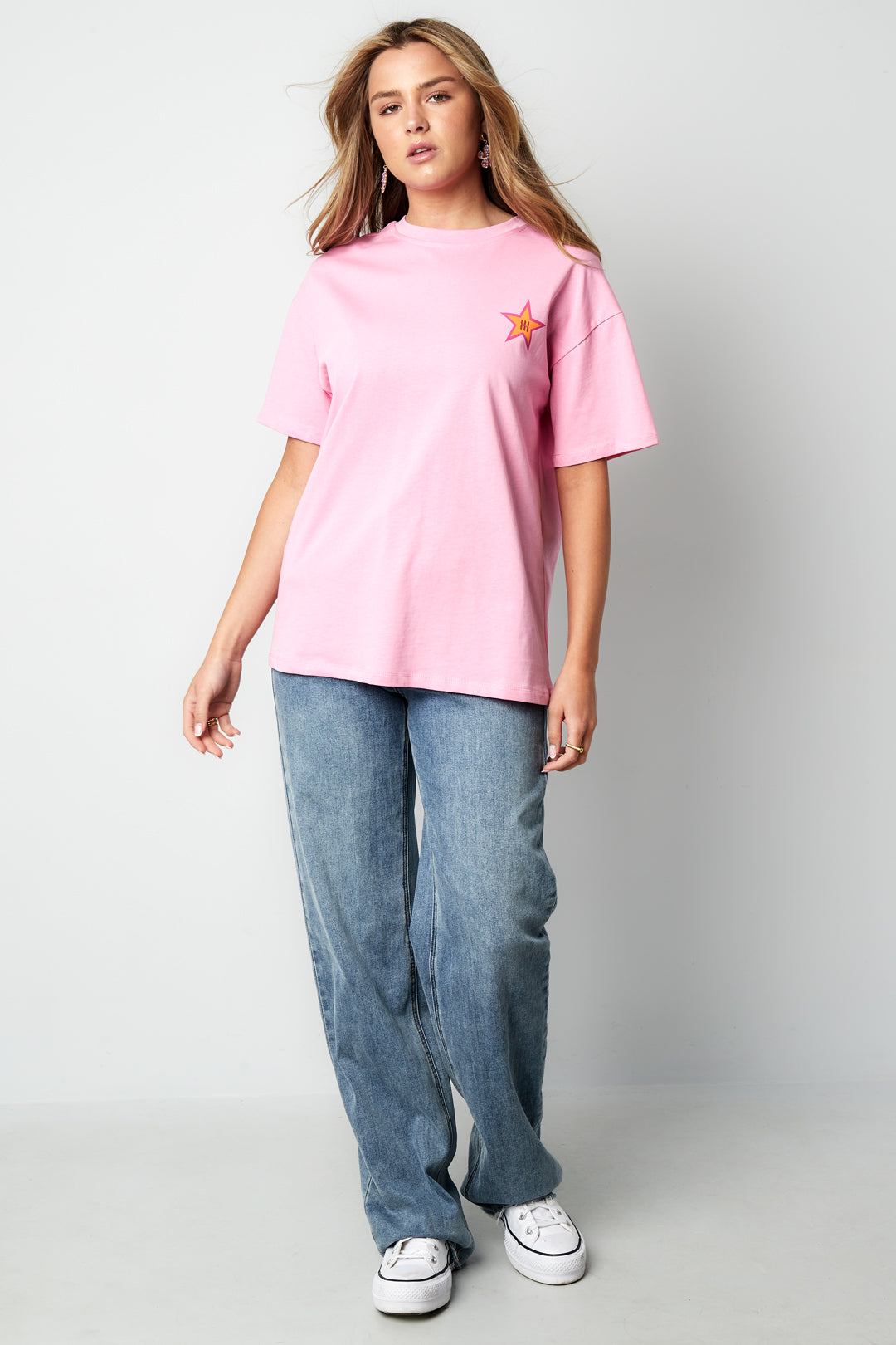 Cotton Women's T-shirt Casual Star Embroidery
